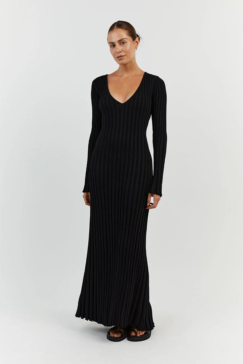 Sophia V-Neck Knit Midi Dress™