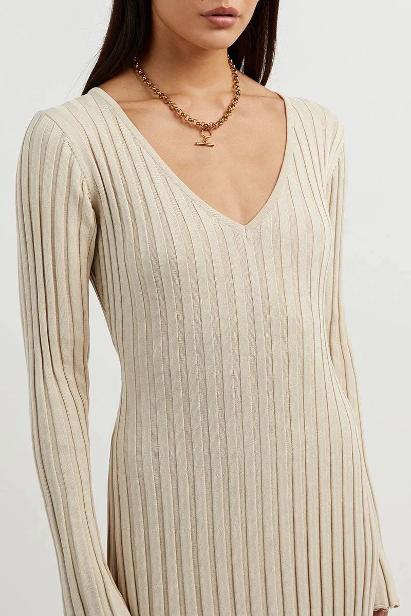 Sophia V-Neck Knit Midi Dress™