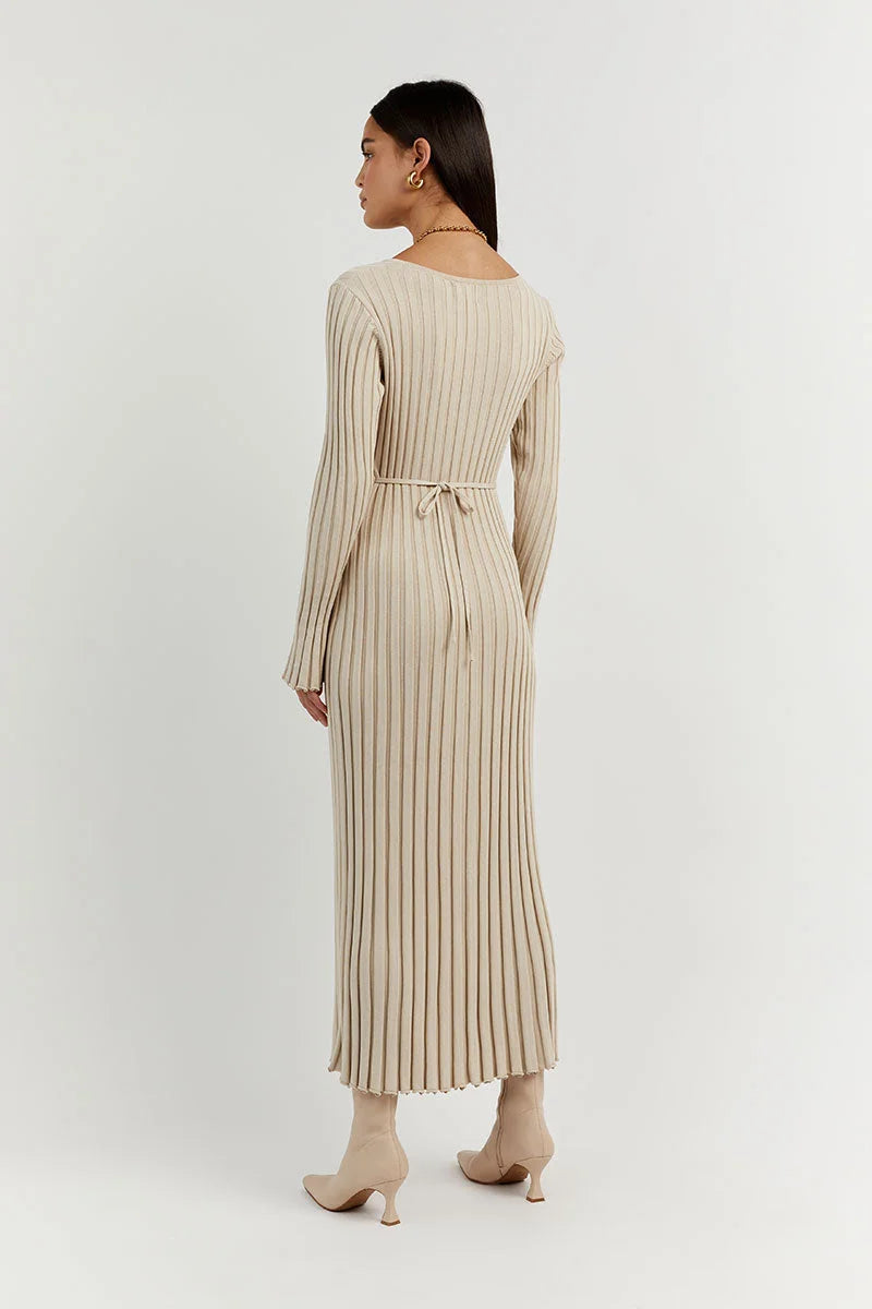 Sophia V-Neck Knit Midi Dress™