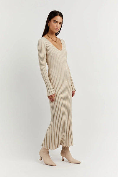 Sophia V-Neck Knit Midi Dress™